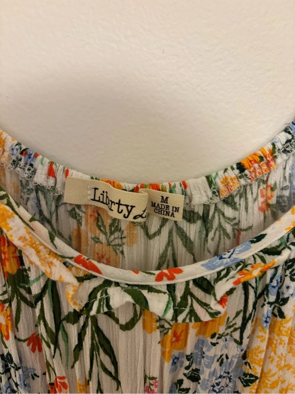 White Mini Dress with Yellow and Blue Floral Print - Picture 2 of 2